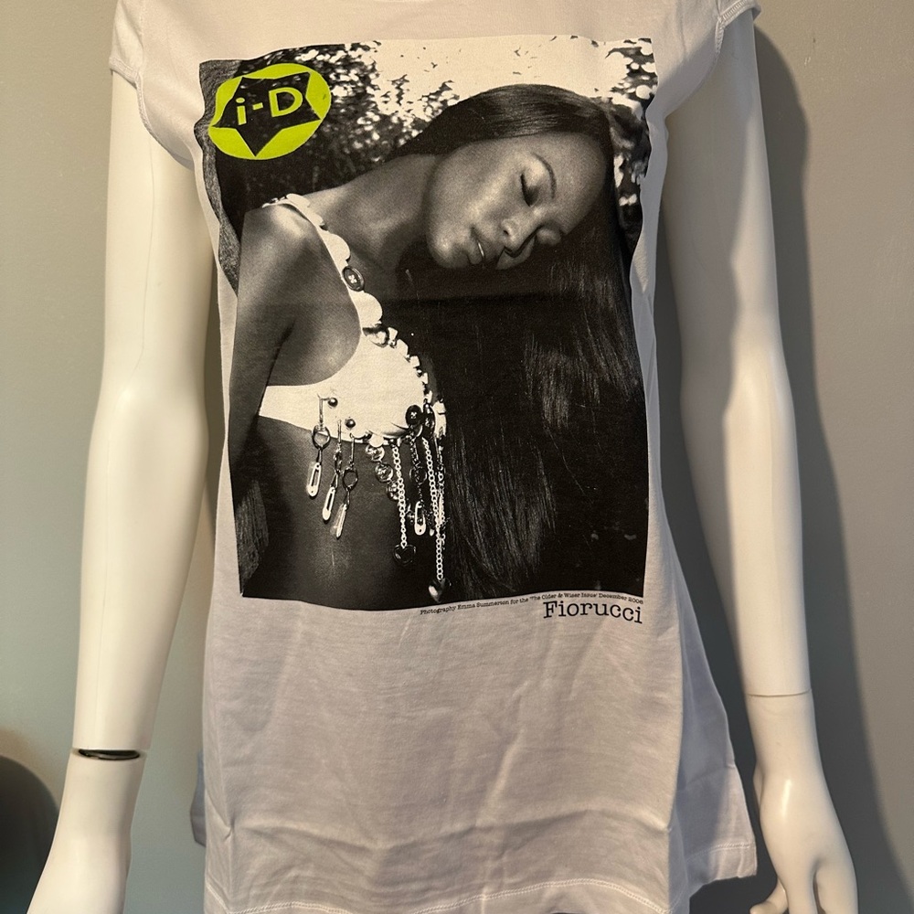 NWT Fiorucci White Medium Tee with Naomi Campbell Graphic Print